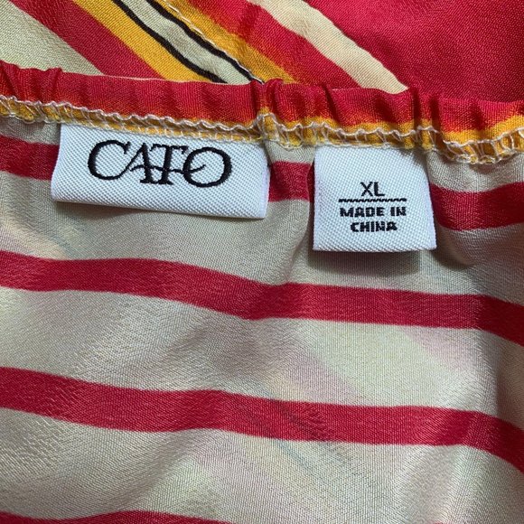 Cato XL Blouse Spaghetti Strap Stripe Red Orange A - Picture 7 of 8